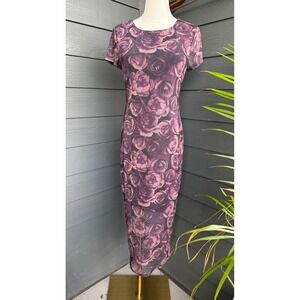No Boundaries Rose Mesh Bodycon Midi Dress Purple Goth Grunge‎ Medium